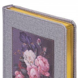 Ежедневник датированный 2026 А5 138х213мм BRAUBERG ArtGallery, под кожу, нашивка, серый, 117406