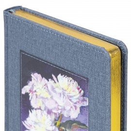 Ежедневник датированный 2026 А5 138х213мм BRAUBERG ArtGallery, под кожу, нашивка, голубой, 117407