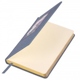 Ежедневник датированный 2026 А5 138х213мм BRAUBERG ArtGallery, под кожу, нашивка, голубой, 117407