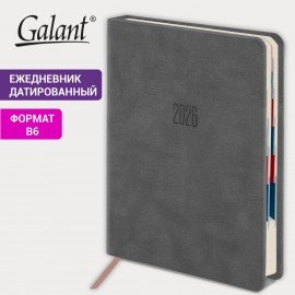 Ежедневник датированный 2026 B6 125х173мм GALANT Vivid, под кожу, серый, 117410