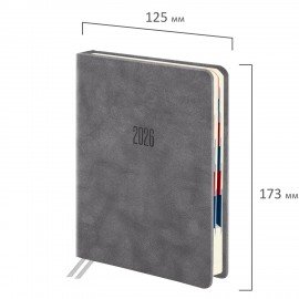 Ежедневник датированный 2026 B6 125х173мм GALANT Vivid, под кожу, серый, 117410