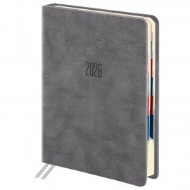Ежедневник датированный 2026 B6 125х173мм GALANT Vivid, под кожу, серый, 117410