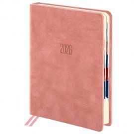 Ежедневник датированный 2026 B6 125х173мм GALANT Vivid, под кожу, розовый, 117411