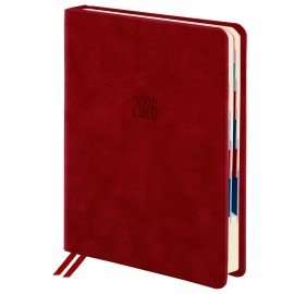 Ежедневник датированный 2026 B6 125х173мм GALANT Vivid, под кожу, красный, 117413