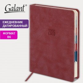 Ежедневник датированный 2026 B6 125х173мм GALANT Vivid, под кожу, красный, 117413