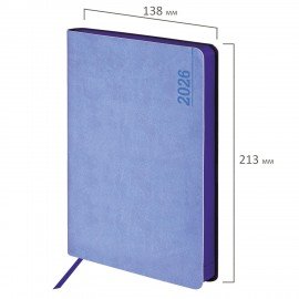 Ежедневник датированный 2026 А5 138x213мм BRAUBERG Metropolis Mix, под кожу гибкий, голубой, 117444
