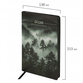 Ежедневник датированный 2026 А5 138x213мм BRAUBERG Vista, под кожу гибкий, Mist, 117450