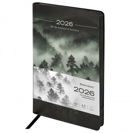 Ежедневник датированный 2026 А5 138x213мм BRAUBERG Vista, под кожу гибкий, Mist, 117450