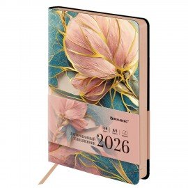 Ежедневник датированный 2026 А5 138x213мм BRAUBERG Vista, под кожу гибкий, "Нежность", 117451