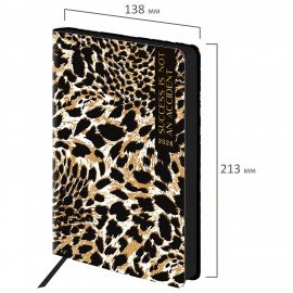 Ежедневник датированный 2026 А5 138x213мм BRAUBERG "Vista", под кожу гибкий, "Leopard", 117452