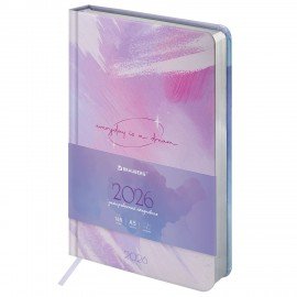 Ежедневник датированный 2026 А5 138x213мм BRAUBERG "Vista", под кожу твердый, "Pale", 117458