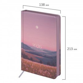 Ежедневник датированный 2026 А5 138x213мм BRAUBERG "Vista", под кожу твердый, "Freedom", 117459