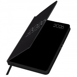 Ежедневник датированный 2026 А5 138x213мм BRAUBERG "Vista", под кожу твердый, "Black", 117460