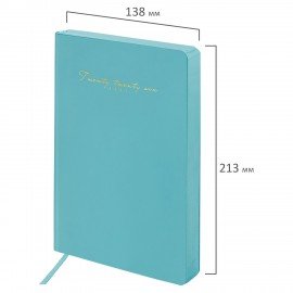 Ежедневник датированный 2026 А5 138x213мм BRAUBERG Pastel, под кожу гибкий, бирюзовый, 117462