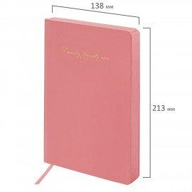 Ежедневник датированный 2026 А5 138x213мм BRAUBERG Pastel, под кожу гибкий, розовый, 117463