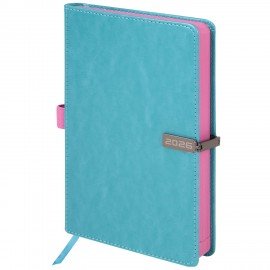 Ежедневник датированный 2026 А5 138x213мм BRAUBERG Inspiration, под кожу, цветной срез, бирюза, 117476