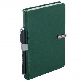 Ежедневник датированный 2026 А5 138x213мм BRAUBERG Inspiration, под кожу, цветной срез, темно-зелен, 117477