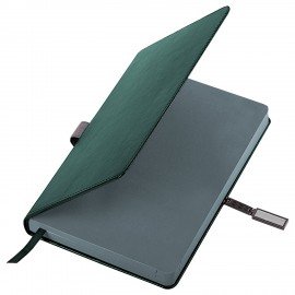 Ежедневник датированный 2026 А5 138x213мм BRAUBERG Inspiration, под кожу, цветной срез, темно-зелен, 117477