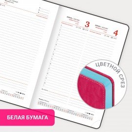 Ежедневник датированный 2026 А5 138x213мм BRAUBERG Inspiration, под кожу, цветной срез, розовый, 117478