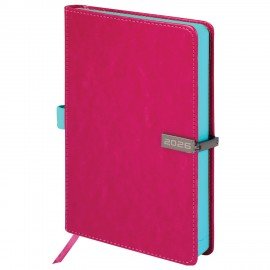 Ежедневник датированный 2026 А5 138x213мм BRAUBERG Inspiration, под кожу, цветной срез, розовый, 117478