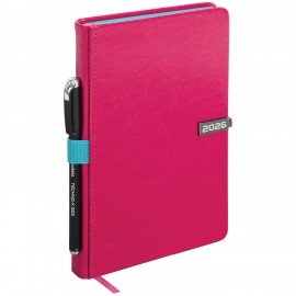 Ежедневник датированный 2026 А5 138x213мм BRAUBERG Inspiration, под кожу, цветной срез, розовый, 117478
