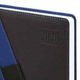 Ежедневник датированный 2026 А5 138х213мм BRAUBERG Swirl, под кожу, держатель для ручки, синий, 117479