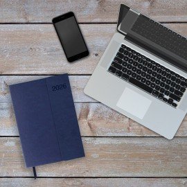 Ежедневник датированный 2026 А5 148х218мм GALANT Magnetic, под кожу, клапан, синий, 117485