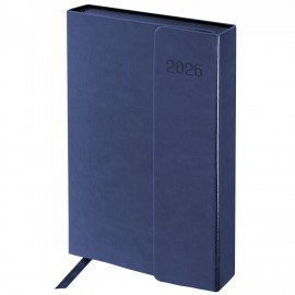 Ежедневник датированный 2026 А5 148х218мм GALANT Magnetic, под кожу, клапан, синий, 117485