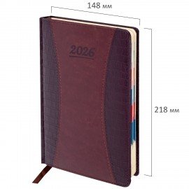 Ежедневник датированный 2026 А5 148х218мм GALANT CombiContract, под кожу, коричневый, 117487