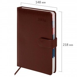Ежедневник датированный 2026 А5 148х218мм GALANT Ritter, под кожу, коричневый, 117490