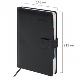 Ежедневник датированный 2026 А5 148х218мм GALANT Ritter, под кожу, черный, 117491