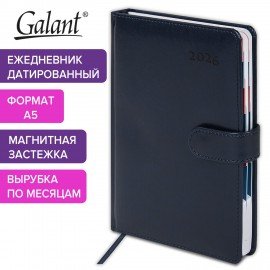 Ежедневник датированный 2026 А5 148х218мм GALANT Ritter, под кожу, темно-синий, 117492