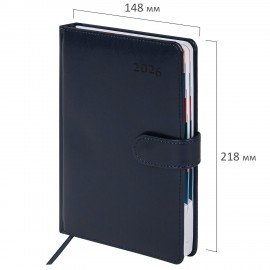 Ежедневник датированный 2026 А5 148х218мм GALANT Ritter, под кожу, темно-синий, 117492
