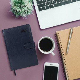 Ежедневник датированный 2026 А5 148х218мм GALANT Ritter, под кожу, темно-синий, 117492