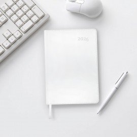 Ежедневник датированный 2026 А5 148х218мм GALANT White, под кожу, белый, 117494