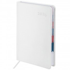 Ежедневник датированный 2026 А5 148х218мм GALANT White, под кожу, белый, 117494