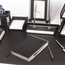 Ежедневник датированный 2026 А5 148х218мм GALANT Infinity Silver, под кожу, черный, 117495