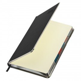 Ежедневник датированный 2026 А5 148х218мм GALANT Infinity Silver, под кожу, черный, 117495