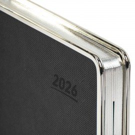 Ежедневник датированный 2026 А5 148х218мм GALANT Infinity Silver, под кожу, черный, 117495