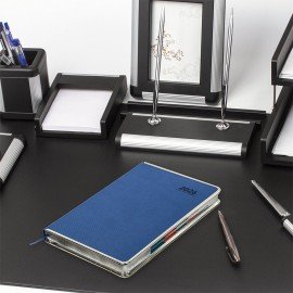 Ежедневник датированный 2026 А5 148х218мм GALANT Infinity Silver, под кожу, синий, 117496