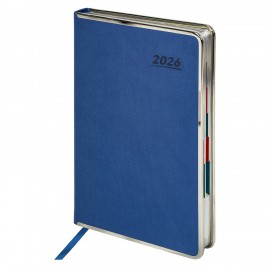 Ежедневник датированный 2026 А5 148х218мм GALANT Infinity Silver, под кожу, синий, 117496