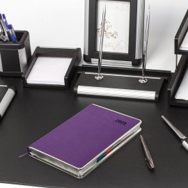 Ежедневник датированный 2026 А5 148х218мм GALANT Infinity Silver, под кожу, фиолетовый, 117498