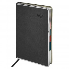 Ежедневник датированный 2026 А5 148х218мм GALANT Infinity Silver, под кожу, серый, 117499