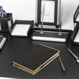 Ежедневник датированный 2026 А5 148х218мм GALANT Infinity Gold, под кожу, черный, 117500