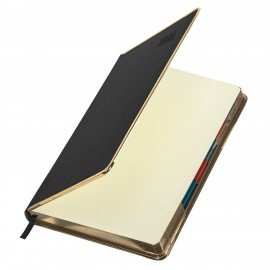 Ежедневник датированный 2026 А5 148х218мм GALANT Infinity Gold, под кожу, черный, 117500