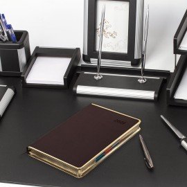 Ежедневник датированный 2026 А5 148х218мм GALANT Infinity Gold, под кожу, темно-коричневый, 117501