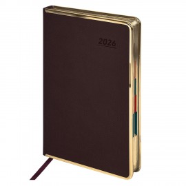 Ежедневник датированный 2026 А5 148х218мм GALANT Infinity Gold, под кожу, темно-коричневый, 117501