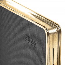 Ежедневник датированный 2026 А5 148х218мм GALANT Infinity Gold, под кожу, серый, 117502