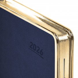 Ежедневник датированный 2026 А5 148х218мм GALANT Infinity Gold, под кожу, темно-синий, 117503