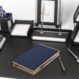 Ежедневник датированный 2026 А5 148х218мм GALANT Infinity Gold, под кожу, темно-синий, 117503